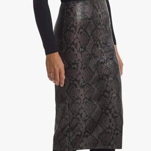 Commando Skirt Bodycon Midi Lined Stretch Faux Snake Print Gray Black Size XS